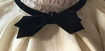 Ivory Lace-Bodice Black-Bow Party Midi Dress - garment detail