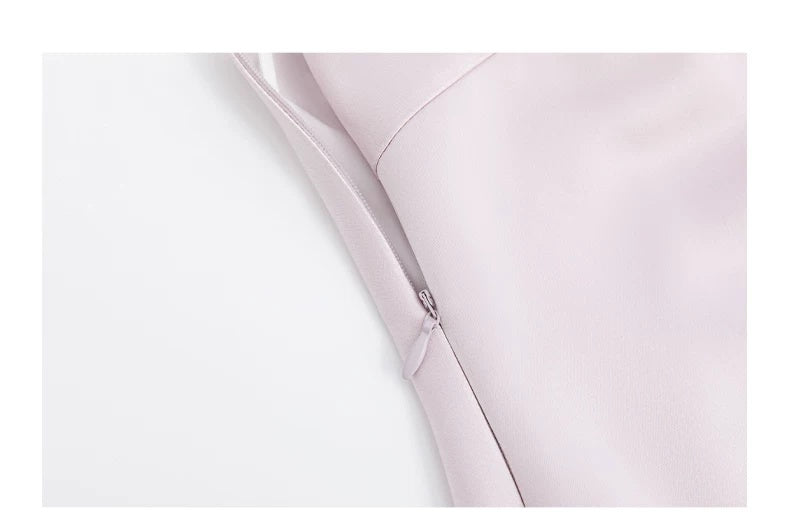 Off-Shoulder Satin Bow Cocktail Midi Dress - garment detail