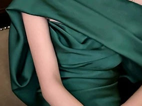 Scarf-Neck Satin Open-Back Evening Dress - garment detail