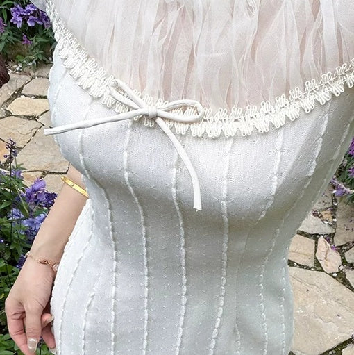 Apricot Off-Shoulder Textured Cocktail Midi Dress - garment detail
