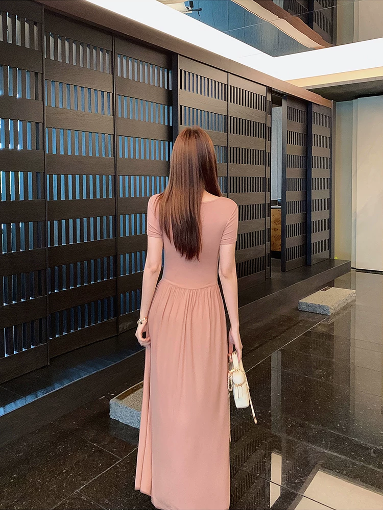 Cinnamon Pink Scoop-Neck A-Line Midi Dress, CinnamonPink, back