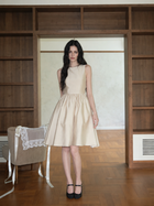 Sleeveless Round-Neck A-Line Cocktail Midi Dress - Champagne