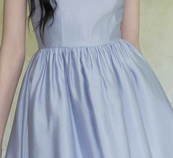 Sleeveless Round-Neck A-Line Cocktail Midi Dress - garment detail