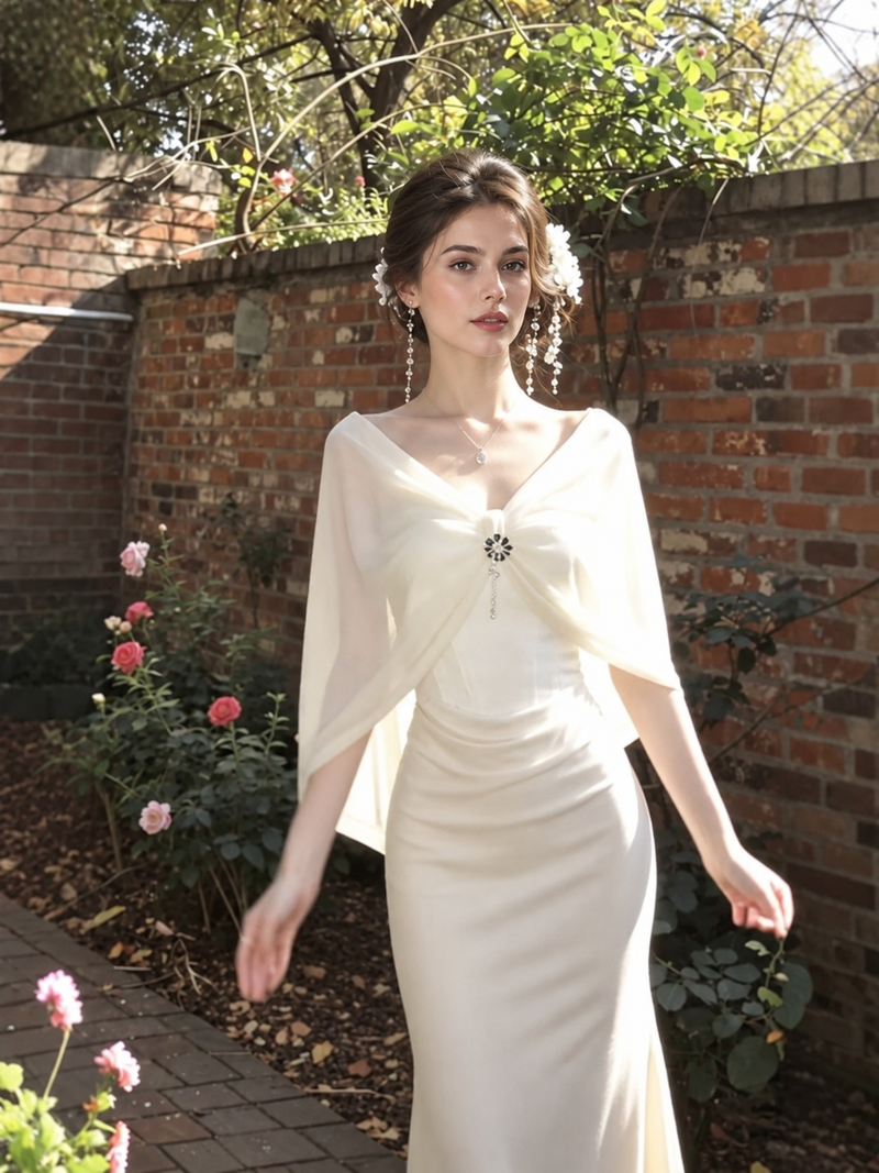 Draped V-Neck Bodycon Maxi Dress - Ivory