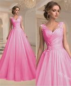 Women's Strapless Mesh Evening Dress - Rose