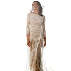 Women's Lace Long-Sleeve Open-Back Wedding Gown