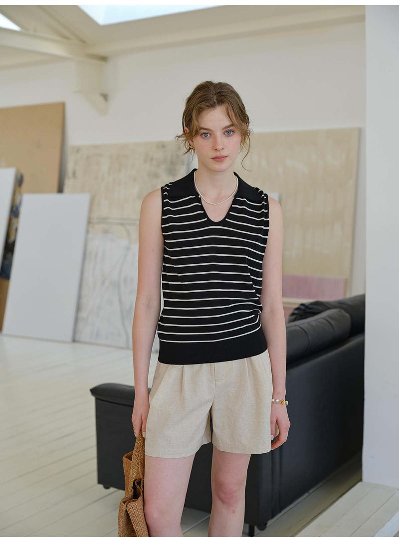 High Waist Linen Cotton Casual Shorts