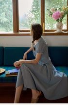 Vintage Commute Women French Elegant V Neck Linen Two Piece Set Matching Cropped Top and Skirt Retro Temperament Outfit Daily Casual Linen Matching Set