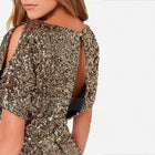 Women's Sequin Bodycon Mini Cocktail Dress with Open Back