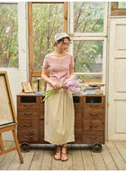 French Style Hollow Knit Short Sleeve Cardigan, Linen-Look Breathable Top, 2 Colors