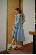 Vintage Commute Women French Elegant V Neck Linen Two Piece Set Matching Cropped Top and Skirt Retro Temperament Outfit Daily Casual Linen Matching Set