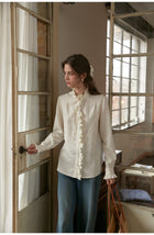 French Court Style Lace Ruffle Tencel Cotton Blouse