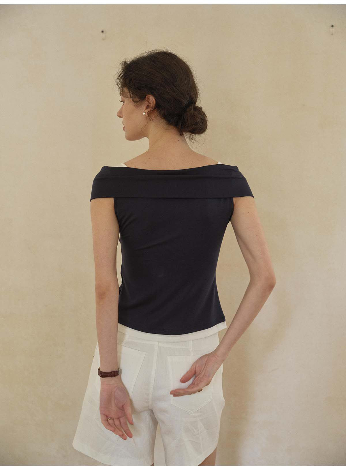 Contrast Color Tencel Cool Breathable Short Sleeve T-Shirt Women Casual Loose Top