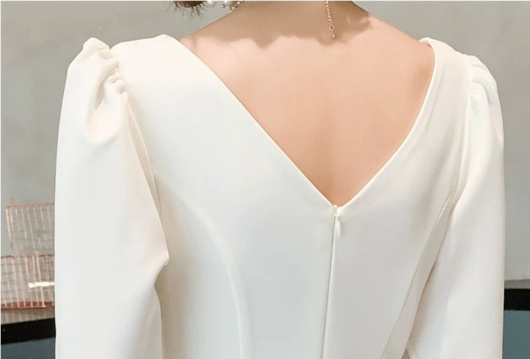 White V-Neck Fringe Short-Sleeve Maxi Dress - garment detail