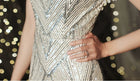 Gold V-Neck Beaded Fringe Maxi Dress - garment detail