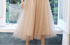Champagne Embellished Three-Quarter-Sleeve Midi Dress - garment detail