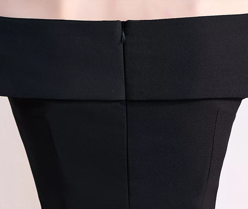 Fold-Over Off-Shoulder A-Line Maxi Dress - garment detail