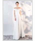 Fold-Over Off-Shoulder A-Line Maxi Dress - White