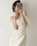 Off-Shoulder Ruffle Corset Mini Dress - garment detail