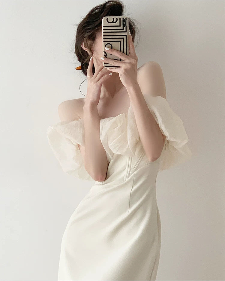 Off-Shoulder Ruffle Corset Mini Dress - garment detail