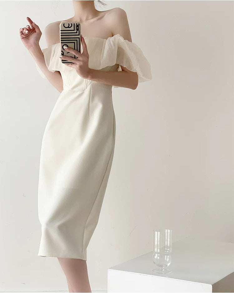 Off-Shoulder Ruffle Corset Mini Dress - garment detail