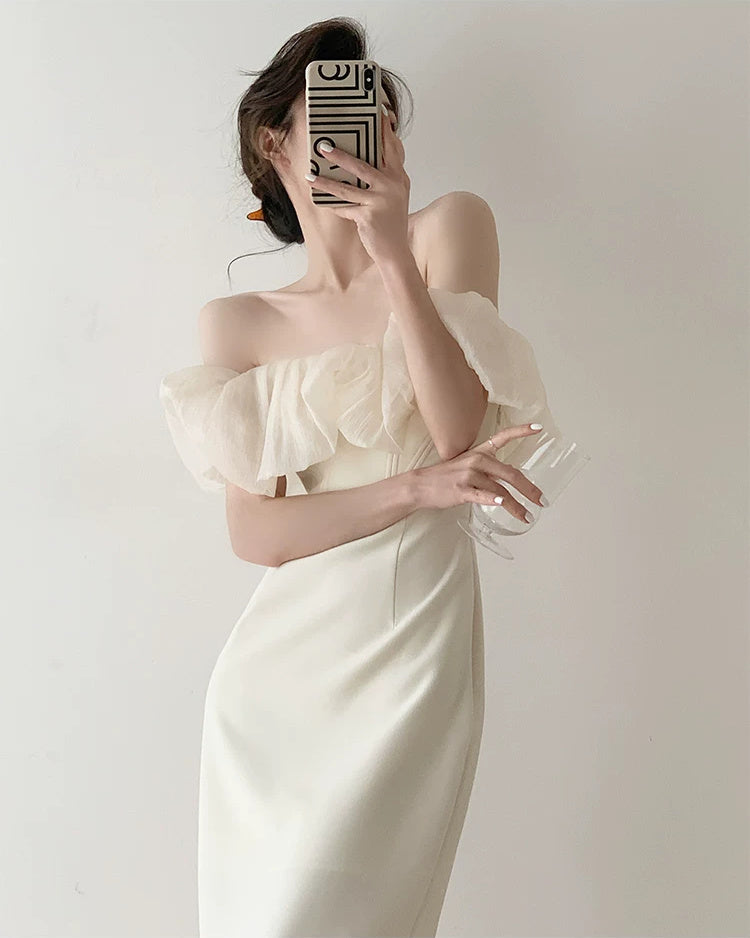 Off-Shoulder Ruffle Corset Mini Dress - garment detail