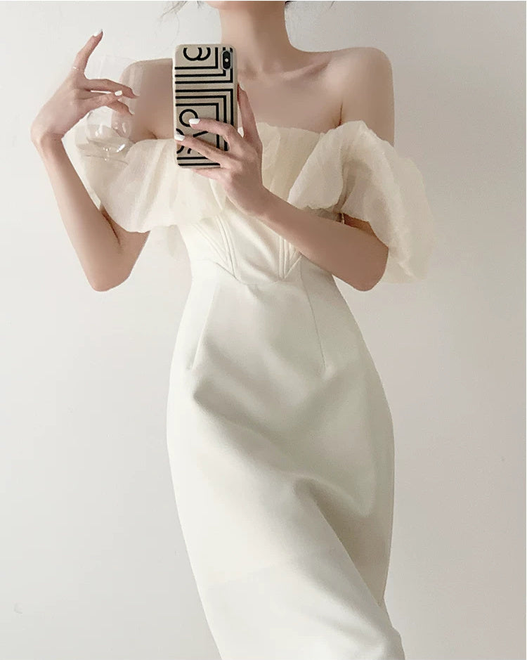 Off-Shoulder Ruffle Corset Mini Dress - garment detail
