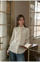 French Court Style Lace Ruffle Tencel Cotton Blouse