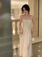 Almond Feather-Trim Sequin Cocktail Midi Dress - Almond