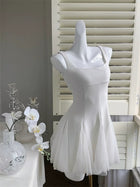 Square-Neck Tulle A-Line Dress - garment detail