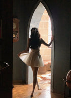 Square-Neck Tulle A-Line Dress - garment detail