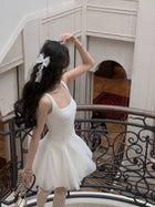 Square-Neck Tulle A-Line Dress - garment detail