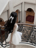 Square-Neck Tulle A-Line Dress - garment detail