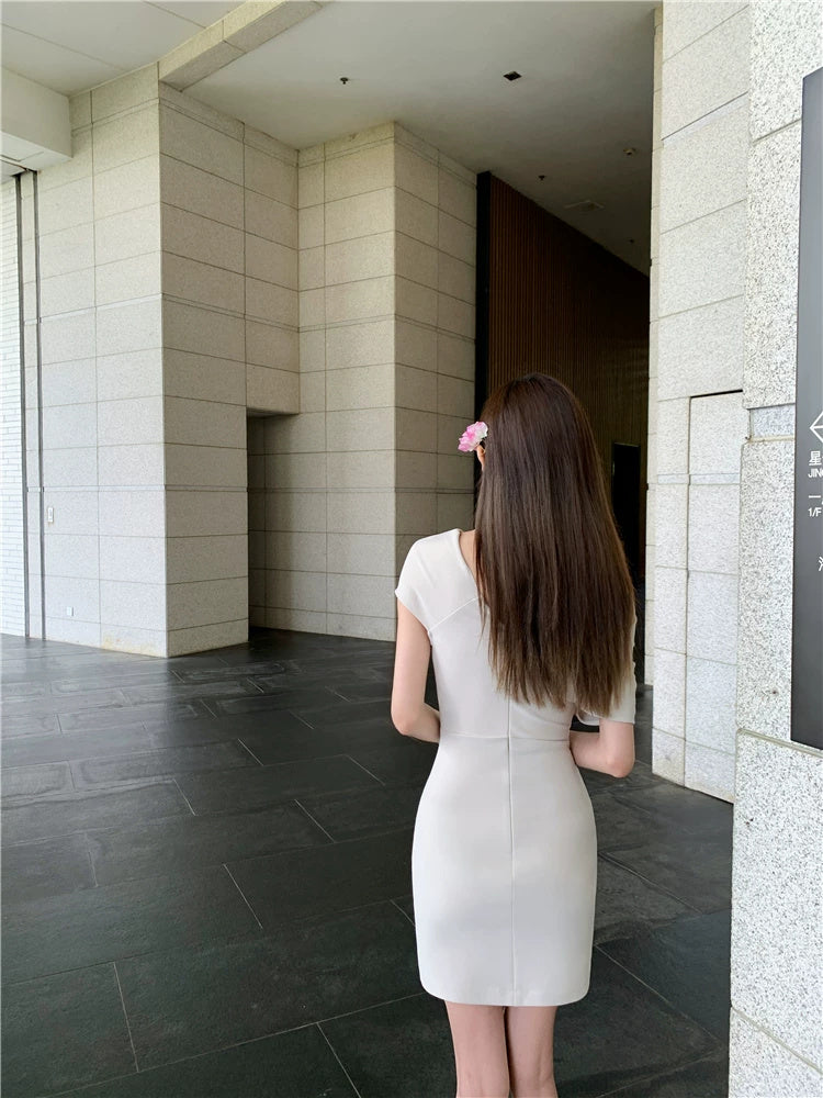 One-Shoulder Ruched Fitted Dress - garment detail