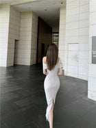 One-Shoulder Ruched Fitted Dress - garment detail
