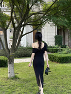 One-Shoulder Ruched Fitted Dress - garment detail