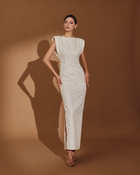 Ivory Sleeveless Textured Column Midi Dress - Ivory