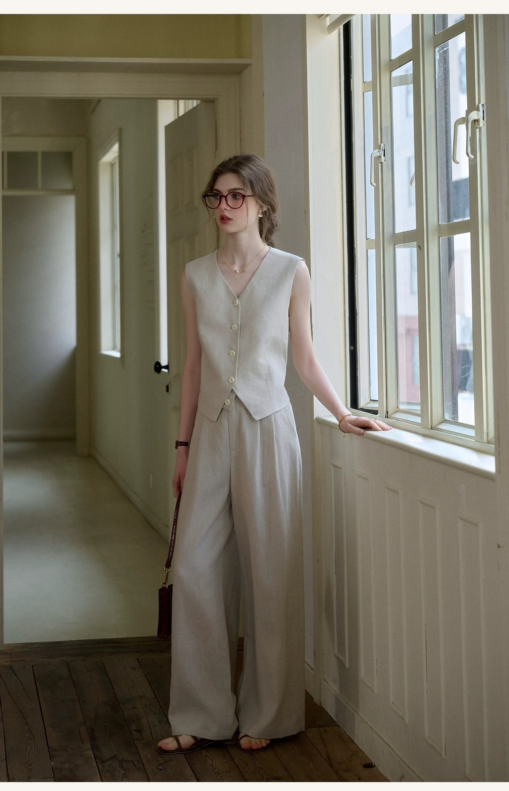 French Ramie Two-Piece Set: 100% Linen Feel & Effortless Chic for Work