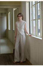 French Ramie Two-Piece Set: 100% Linen Feel & Effortless Chic for Work