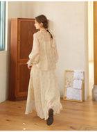 Women's Lantern Sleeve Floral Two Piece Set Blouse & Skirt