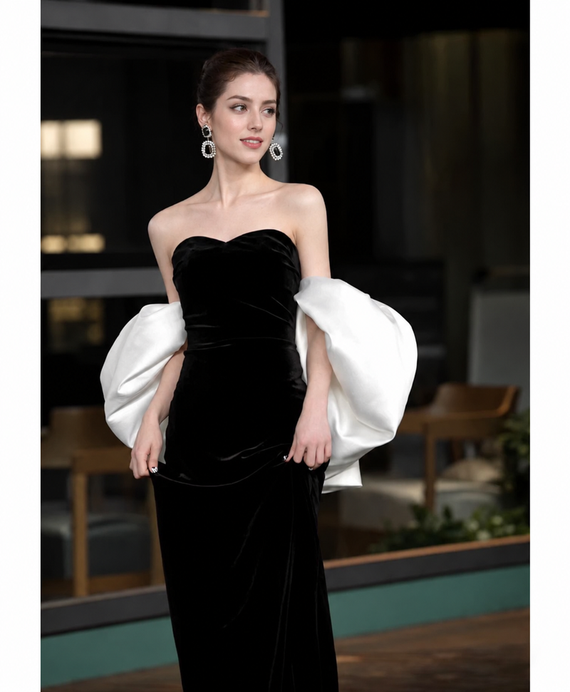 Black Strapless Corset Maxi Dress - Black