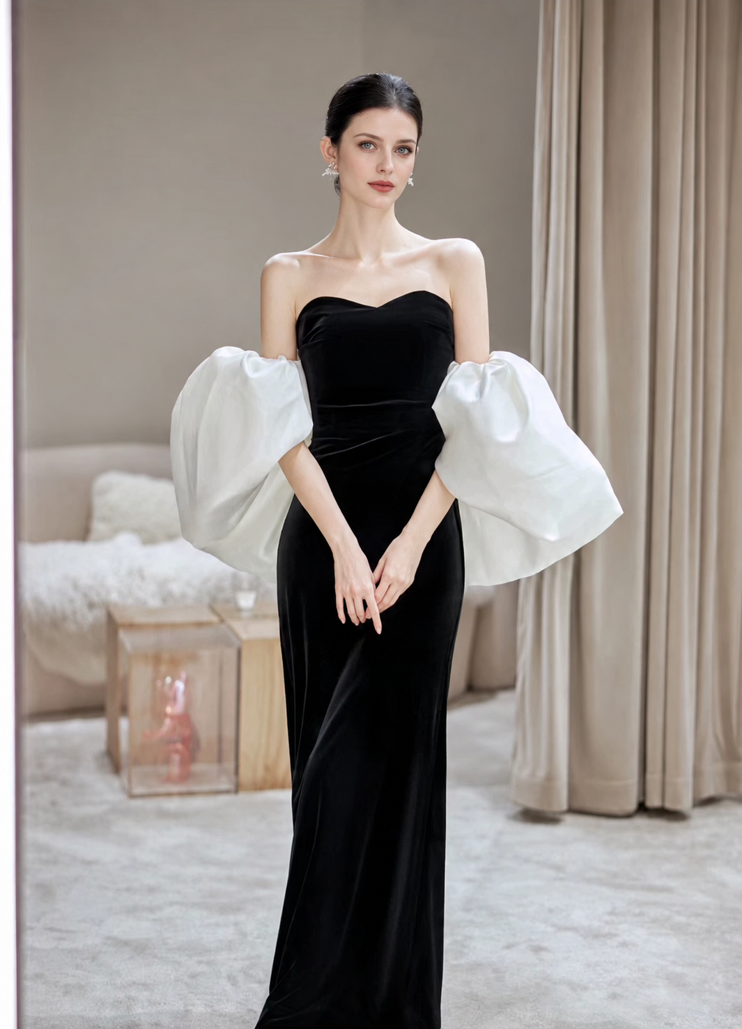 Black Strapless Corset Maxi Dress - Black