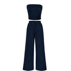 LilyCurve Summer Ribbed Crop Top & Shorts 2-Piece Set - Blue