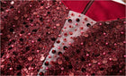 Sequin V-Neck Three-Quarter-Sleeve Midi Dress - garment detail