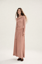 Dusty Pink One-Shoulder Ruched Knit Maxi Dress - Dusty Pink