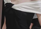 Black Contrast-Neck Off-Shoulder Evening Gown - garment detail