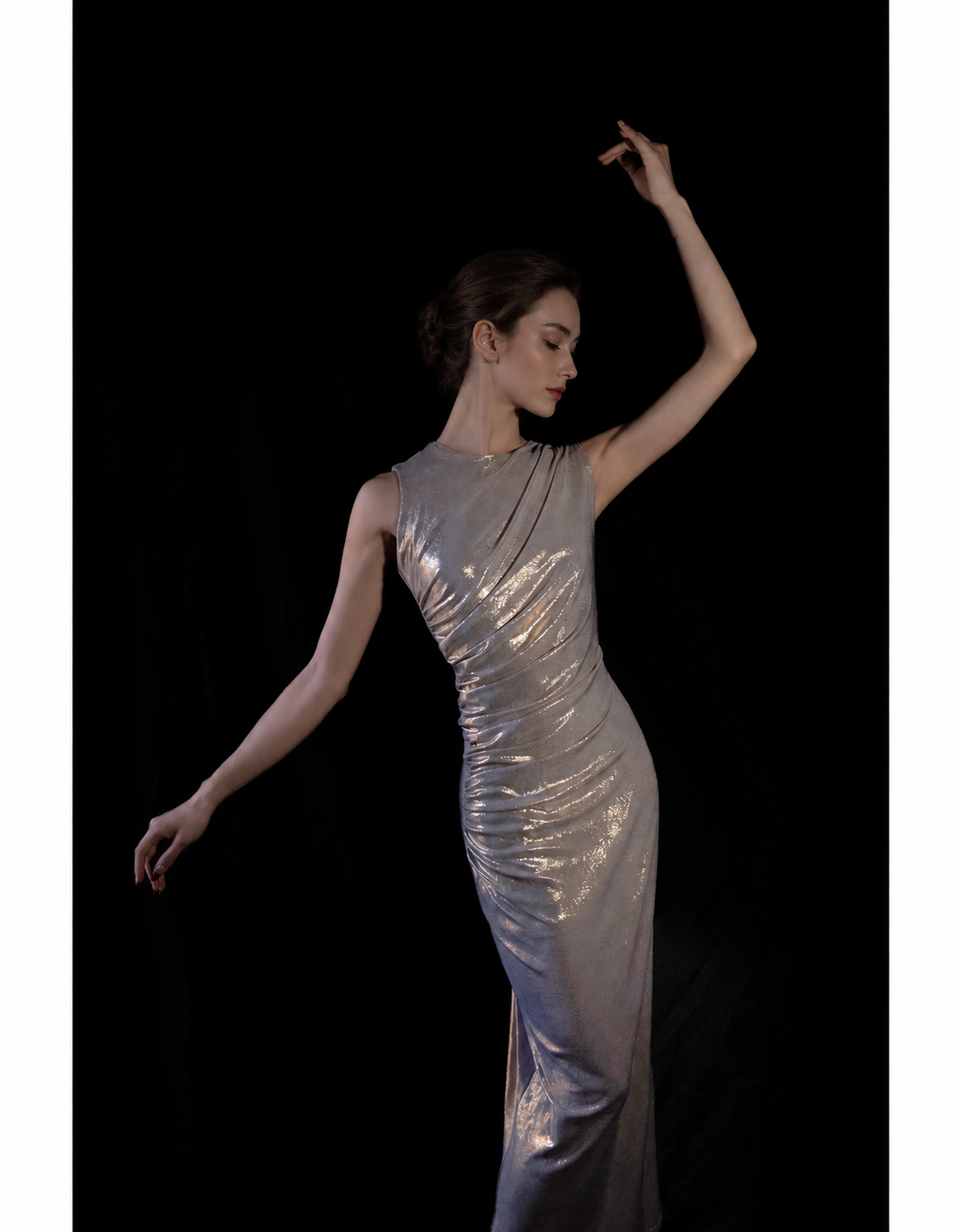 Silver One-Shoulder Metallic Draped Maxi Dress - Silver Grey