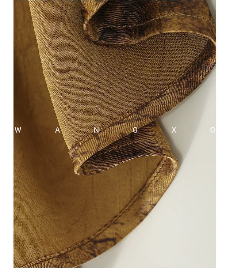Gold Cowl Neck Satin Slip Dress - garment detail or back view