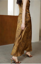 Gold Cowl Neck Satin Slip Dress - garment detail or back view
