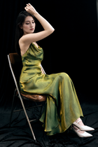 Iridescent Cowl-Neck Slip Maxi Dress - Green